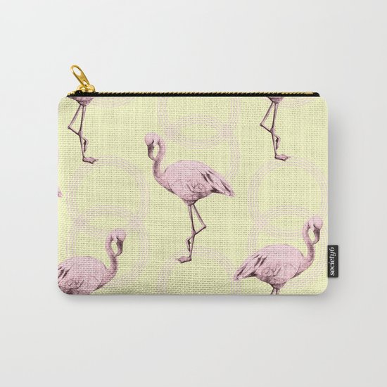 Simply Pink Flamingo Infinity Link Pale Yellow Carry-All Pouch