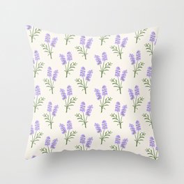 Hand drawn vector seamless pattern of  violet lavender flowers Throw Pillow