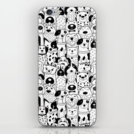 Black and White Seamless Dogs iPhone Skin