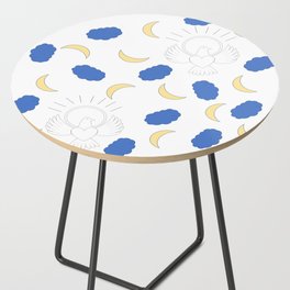 Dove With Halo Clouds and Moons Side Table