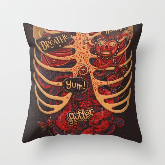 Anatomical Study - Day of the Dead Style Throw Pillow