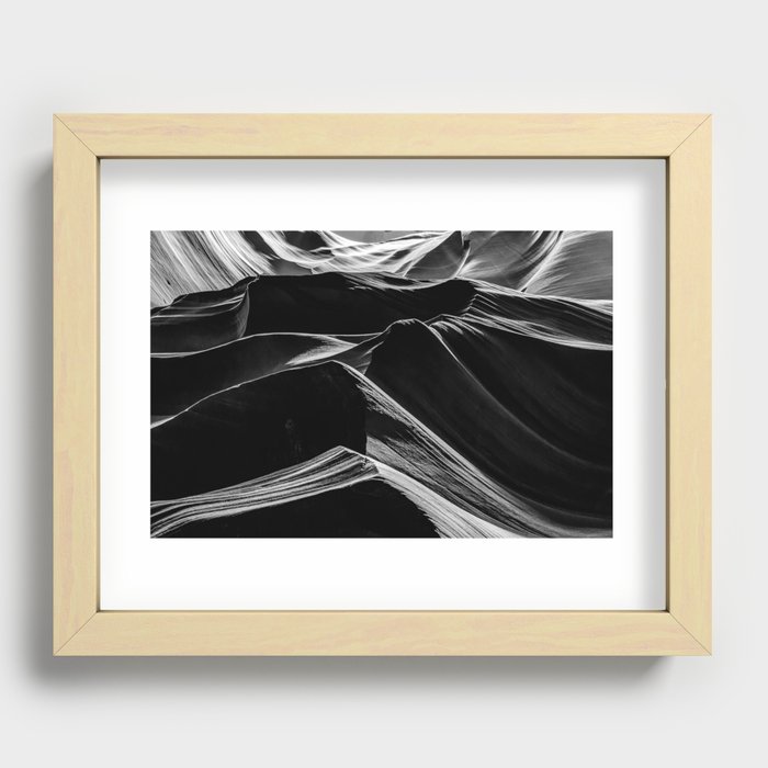 Sandstone Mountains - Antelope Canyon Black and White Recessed Framed Print