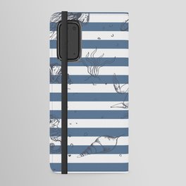Sea Life on Slate Blue Stripes Android Wallet Case