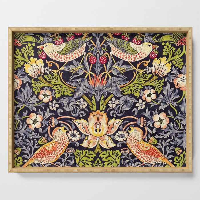 William Morris Strawberry Thief Art Nouveau Painting Serving Tray By Artgallery Society6