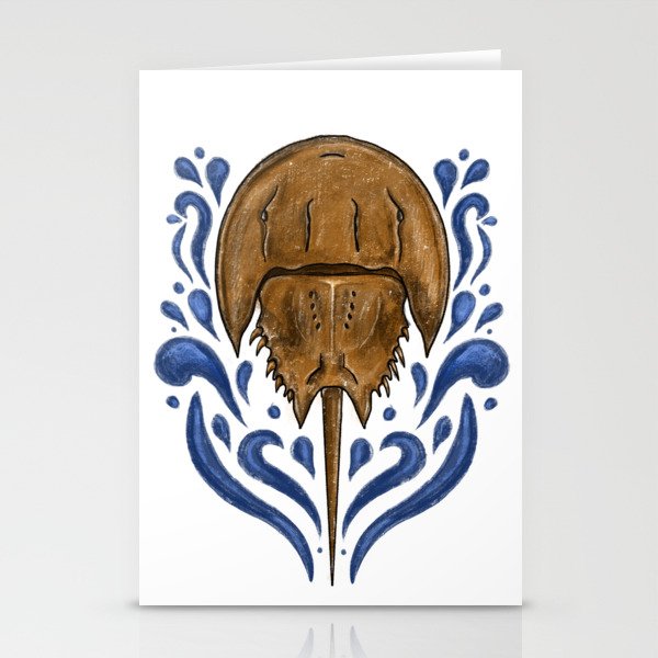 Blue Swirl Horseshoe Crab Stationery Cards