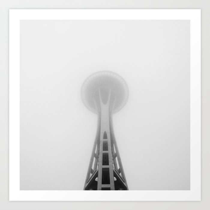 Space Needle in Fog, Seattle, Washington Art Print