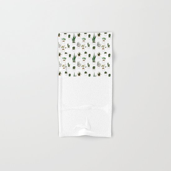Green plants in white pots Hand & Bath Towel