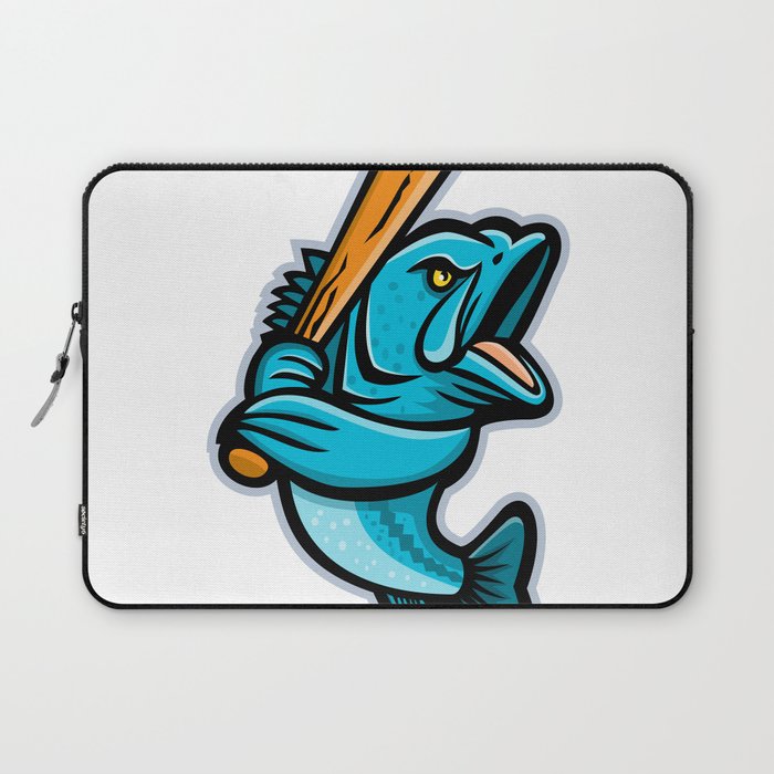 Largemouth Bass Baseball Mascot Laptop Sleeve