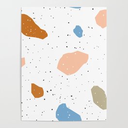 Terrazzo flooring pattern with colorful marble rocks Poster