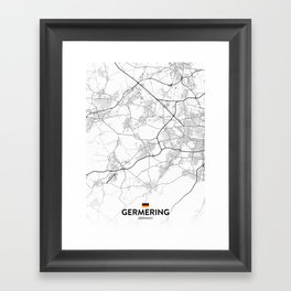 Germering, Germany - Light City Map Framed Art Print