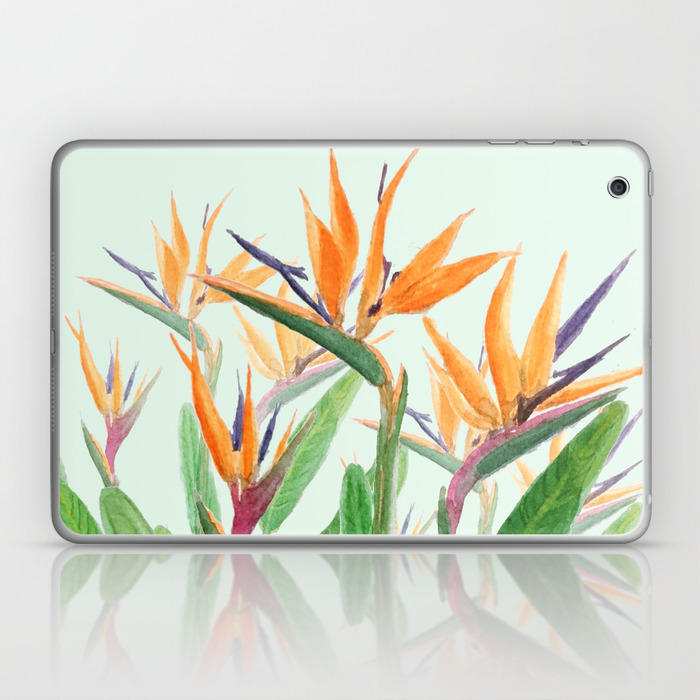 Bird Of Paradise Flower Painting Laptop Ipad Skin By