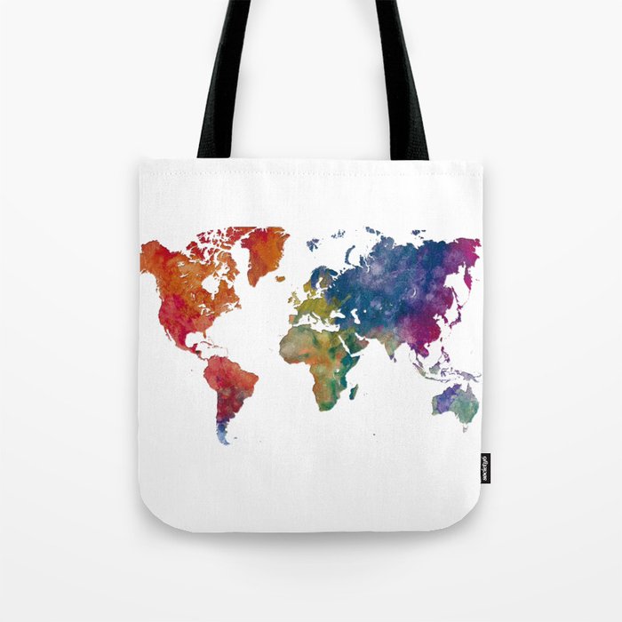 world map in watercolor-multicolor Tote Bag