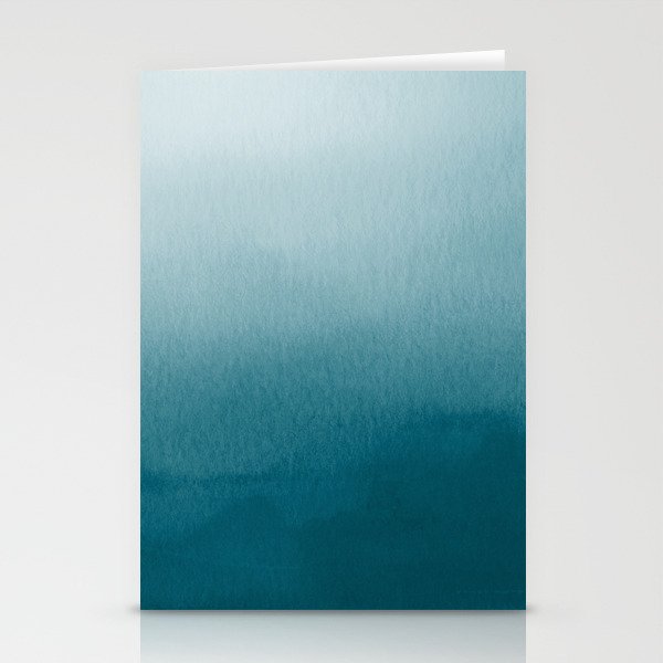 Tropical Dark Teal Inspired by Sherwin Williams 2020 Trending Color Oceanside SW6496 Watercolor Ombre Gradient Blend Abstract Art Stationery Cards