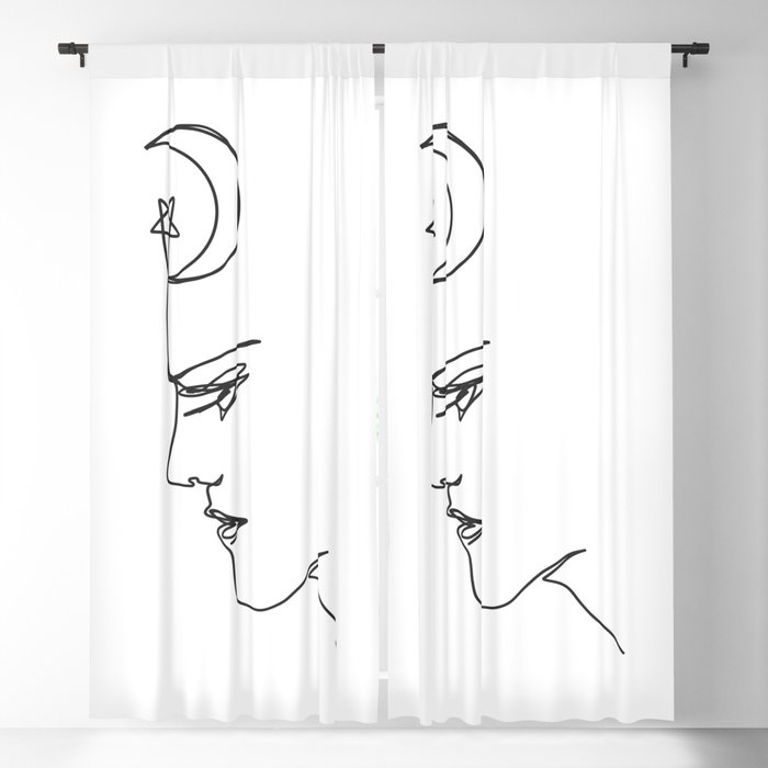 Minimal Girl with Moon Blackout Curtain