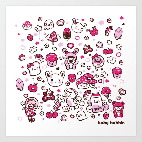 Kawaii Friends Art Print