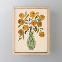 Gold and Green Bouquet Framed Mini Art Print