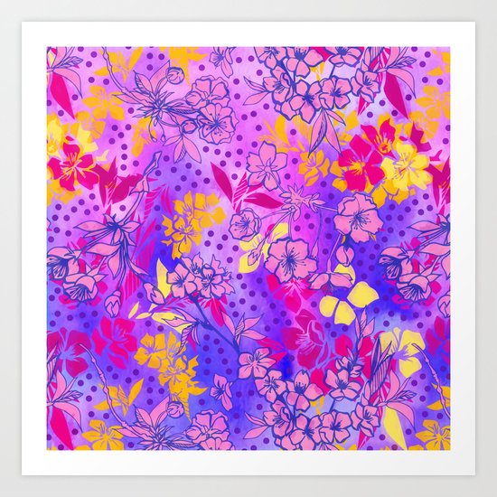Colorful cherry blossoms Art Print