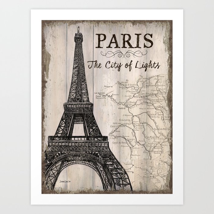 Vintage Travel Poster Paris Art Print By Debbiedewitt Society6