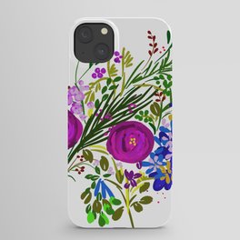 Floral pink flowers tropical loose watercolor  iPhone Case