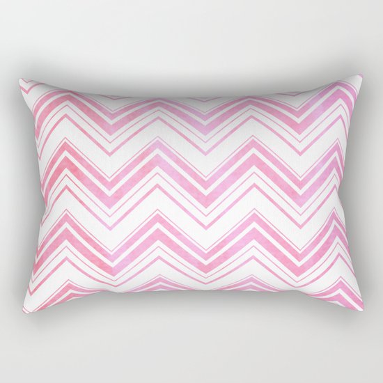 Chevron pattern pink watercolor on white #Society6 Rectangular Pillow