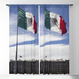 Mexico Photography - Mexican Flag Fluttering In The Wind Blackout Curtain