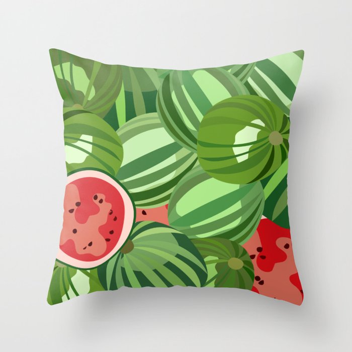 Watermelon - Colorful Summer Vibe Fruity Art Design Throw Pillow