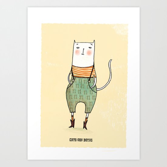Gato con Botas Art Print