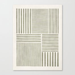 Neutral Green Lines Modern Minimalism Canvas Print
