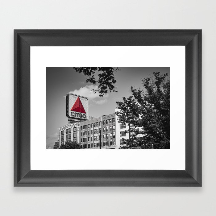 Boston Kenmore Square Architecture and Citgo Sign - Fenway Selective Color Framed Art Print