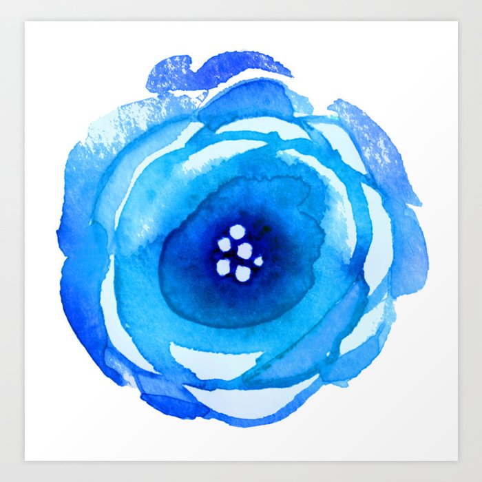 Blue Floral Watercolor Abstract Painting Art Print By Dec02 Society6