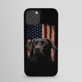 American Black Labrador USA Flag Lab Owner iPhone Case
