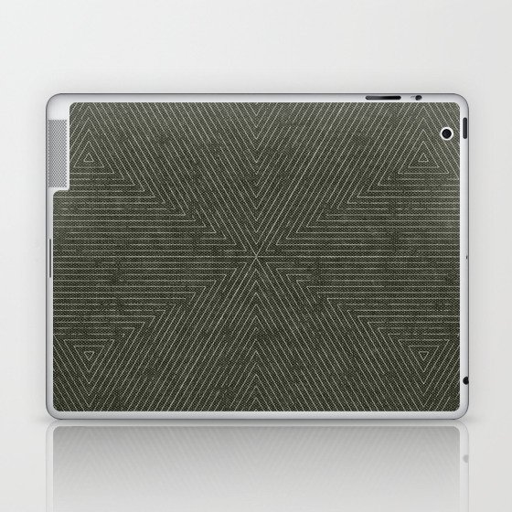 boho triangle stripes - olive green Laptop & iPad Skin