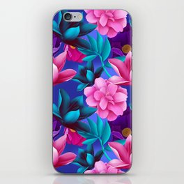 Tropical colorful flowers and leaves iPhone Skin