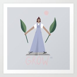 Growing plant girl  Art Print