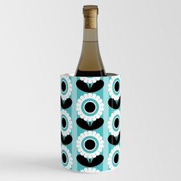 Turquoise Mid Century Modern Flowers // MCM Floral // Sky Blue, Black and White Wine Chiller