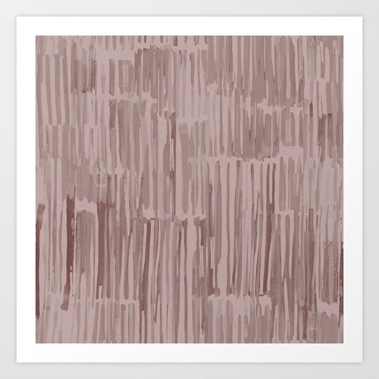 Simply Bamboo Brushstroke Red Earth on Clay Pink Art Print