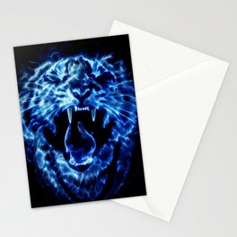 Growling neon tiger Stationery Card
