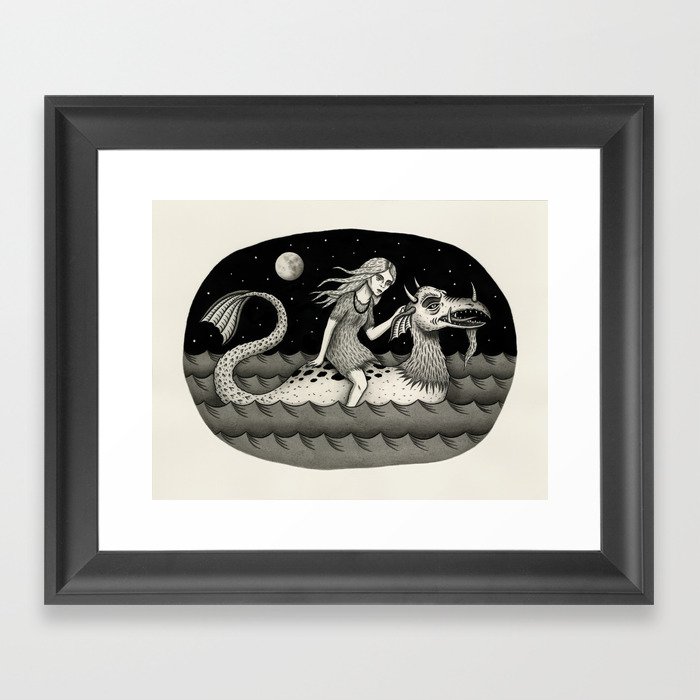 She Traveled By Sea Dragon Framed Art Print