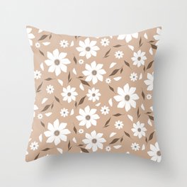 Flowers and leafs cream Throw Pillow