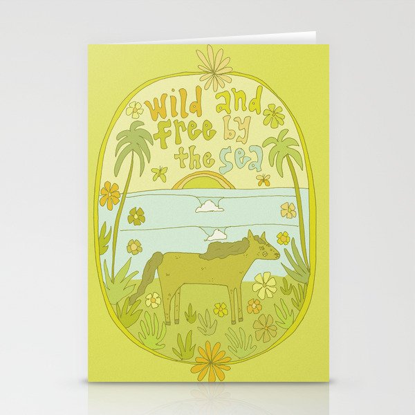 wild horses by the sea // retro surf art by surfy birdy Stationery Cards