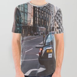 Great Britain Photography - Black Car Driving Through Downtown London All Over Graphic Tee