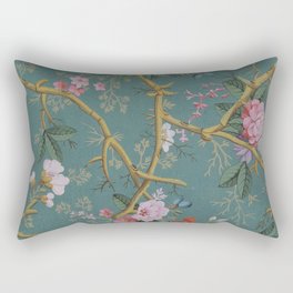Romantic Chinoiserie Teal Floral 1788 William Kilburn Rectangular Pillow