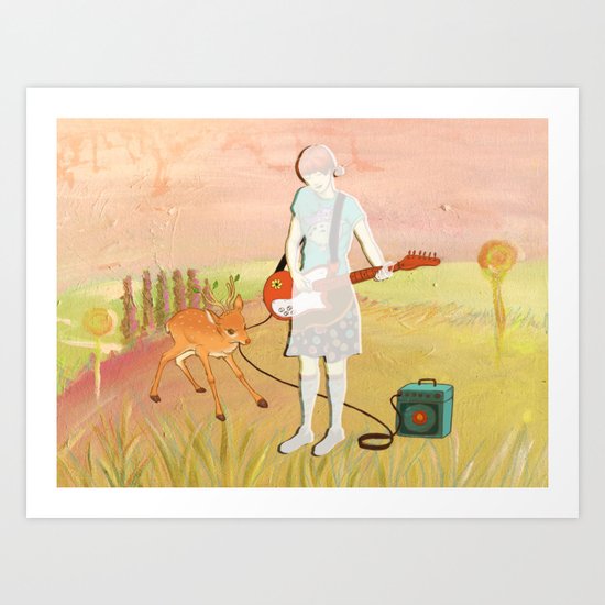 Guitar Fawn Art Print