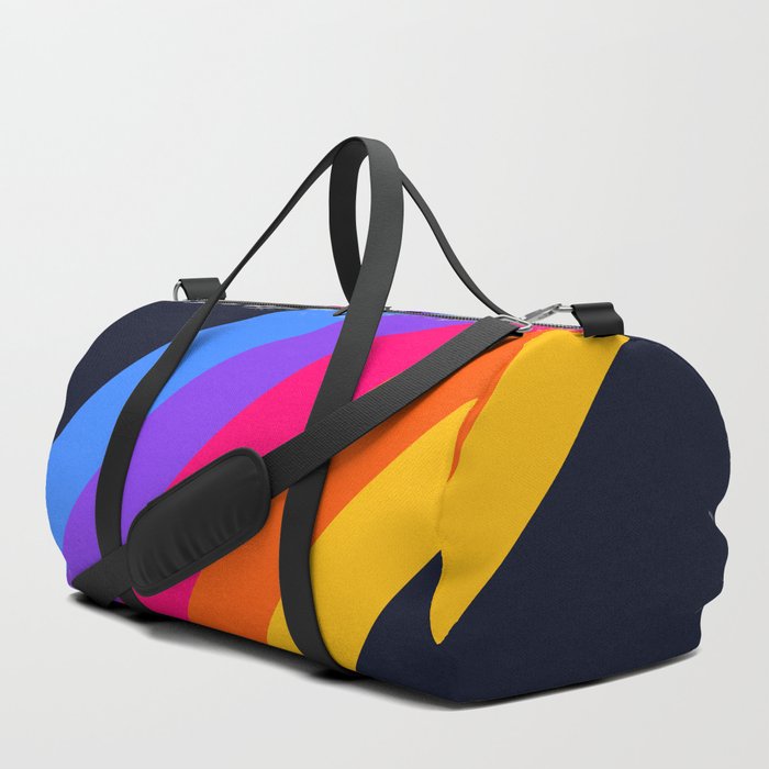 Classic Vintage 80s Style Retro Stripes Olah Duffle Bag by