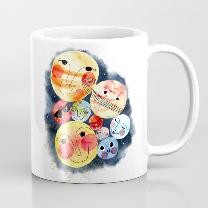 Planet Friends - Kids Universe Galaxy Outerspace Solar System Watercolor Coffee Mug