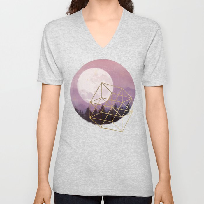 moon V Neck T Shirt