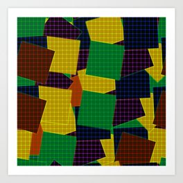 Beautiful patchwork geometric retro vintage grid Art Print | Olive, Patchwork, Beautifulpatchwork, Folk, Plaid, Graphicdesign, Blue, Digital, Brown, Pink 
