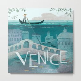 Vintage poster - Venice Metal Print | Tourism, Advertisement, Cool, Mediterranean, Vacation, Gondola, Painting, Italy, Travel, Retro 