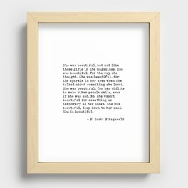 F. Scott Fitzgerald, She Was Beautiful Quote, The Great Gatsby Recessed Framed Print