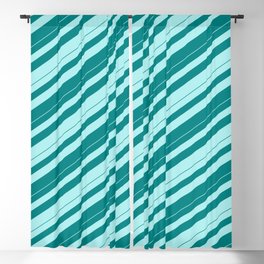 [ Thumbnail: Teal & Turquoise Colored Lines/Stripes Pattern Blackout Curtain ]